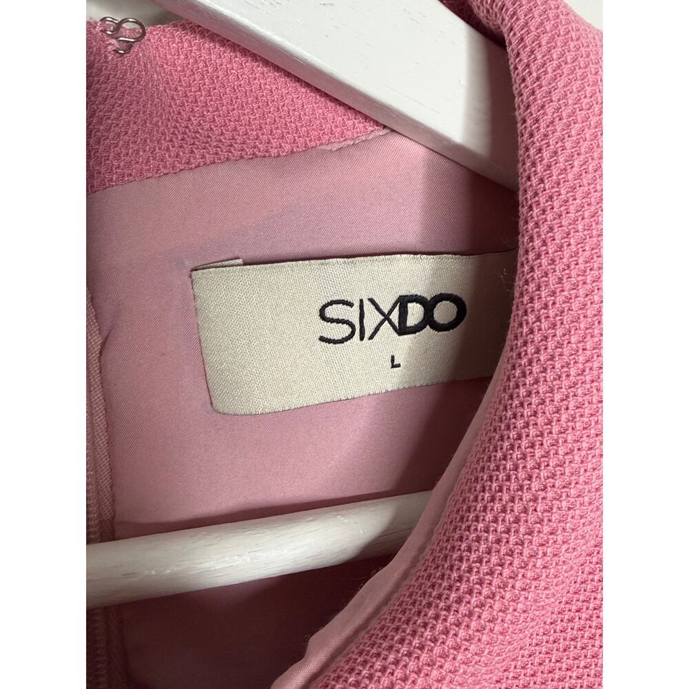 Sixdo Short Sleeve Patch Pocket Collared Mini Dress Pink Black Women's Large - Picture 7 of 10